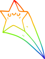 rainbow gradient line drawing of a cartoon shooting star png