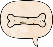 cartoon bone with speech bubble in retro texture style png