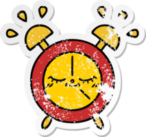 distressed sticker of a cute cartoon alarm clock png