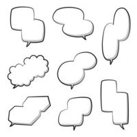 collection set of black and white speech bubble balloon, think speak talk text box banner vector