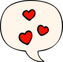 cartoon love heart with speech bubble in comic book style png