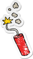 hand drawn distressed sticker cartoon doodle of a lit dynamite stick png