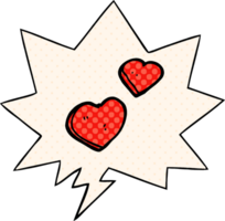 cartoon love hearts with speech bubble in comic book style png