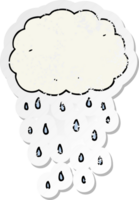 distressed sticker of a cartoon rain cloud png