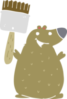 flat color style cartoon bear with paint brush png