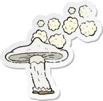 retro distressed sticker of a cartoon mushroom png