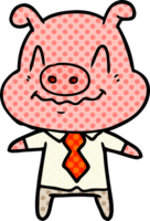 nervous cartoon pig boss png