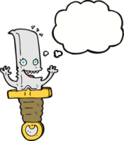 crazy cartoon knife character with thought bubble png