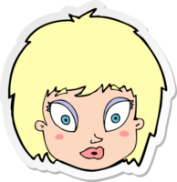 pegatina de una cara femenina sorprendida de dibujos animados png