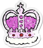 retro distressed sticker of a cartoon royal crown png