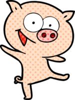desenho animado de porco dançando alegre png
