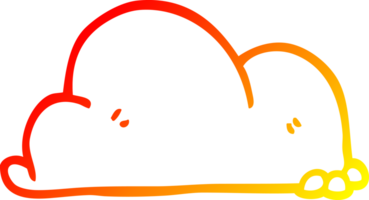 warm gradient line drawing of a cartoon boulder png