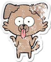 verontruste sticker van een tekenfilmhond met tong die uitsteekt png