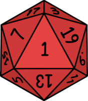 Retro Tattoo Style natural 1 D20 dice roll png