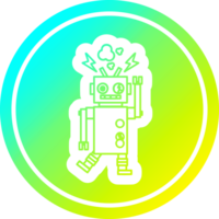 malfunctioning robot circular icon with cool gradient finish png