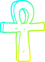 cold gradient line drawing of a cartoon ankh symbol png