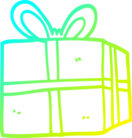 cold gradient line drawing of a cartoon wrapped present png