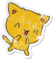 hand drawn distressed sticker cartoon of cute kawaii cat png