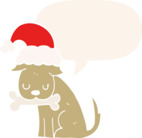 schattig Kerstmis hond met toespraak bubbel in retro stijl png