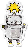 autocollant en détresse d'un robot de dessin animé png