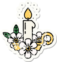 distressed sticker tattoo in traditional style of a candle holder png