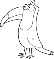 hand drawn black and white cartoon toucan png