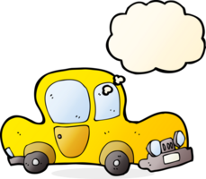 Cartoon-Auto mit Gedankenblase png