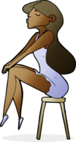 dessin animé femme assise sur un tabouret png