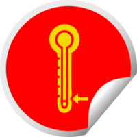 circulaire pellen sticker tekenfilm van een verkoudheid thermometer png