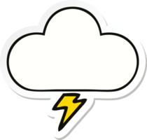 sticker of a cute cartoon thunder cloud png