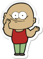 sticker van een cartoon kale man die staart png