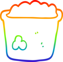 rainbow gradient line drawing of a cartoon pot of earth png