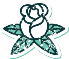 iconic distressed sticker tattoo style image of a single rose png