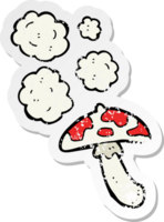 retro distressed sticker of a cartoon toadstool png
