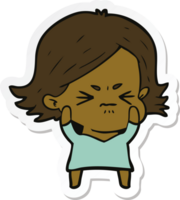 sticker of a cartoon angry woman png