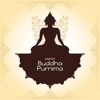 Happy Buddha Purnima cultural Indian festival celebration card vector