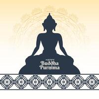 Religious Happy Buddha Purnima Indian festival greeting card vector