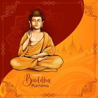 Happy Buddha Purnima cultural Indian festival background illustration vector