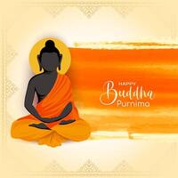 Beautiful Happy Buddha Purnima Indian festival celebration card vector