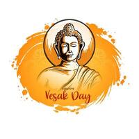 Happy Vesak day festival celebration background with lord Buddha design vector