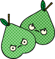 comic book style cartoon of a green pear png