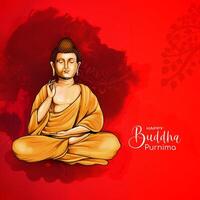 Beautiful Happy Buddha Purnima Indian festival celebration background vector