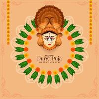 durga puja y feliz diseño de fondo del festival de adoración de la diosa india navratri vector