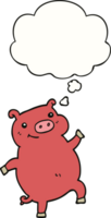 cartoon dancing pig with thought bubble png