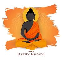 Beautiful Happy Buddha Purnima Indian festival celebration card vector