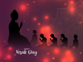 Happy Vesak day festival celebration background with lord Buddha design vector