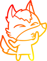 warm gradient line drawing of a cartoon wolf whistling png