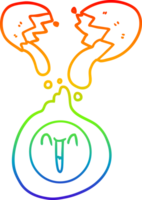 rainbow gradient line drawing of a cartoon cracked egg png