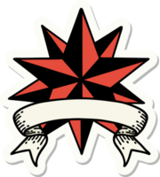 tattoo style sticker with banner of a star png