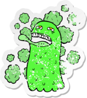 pegatina retro angustiada de un fantasma divertido de dibujos animados png